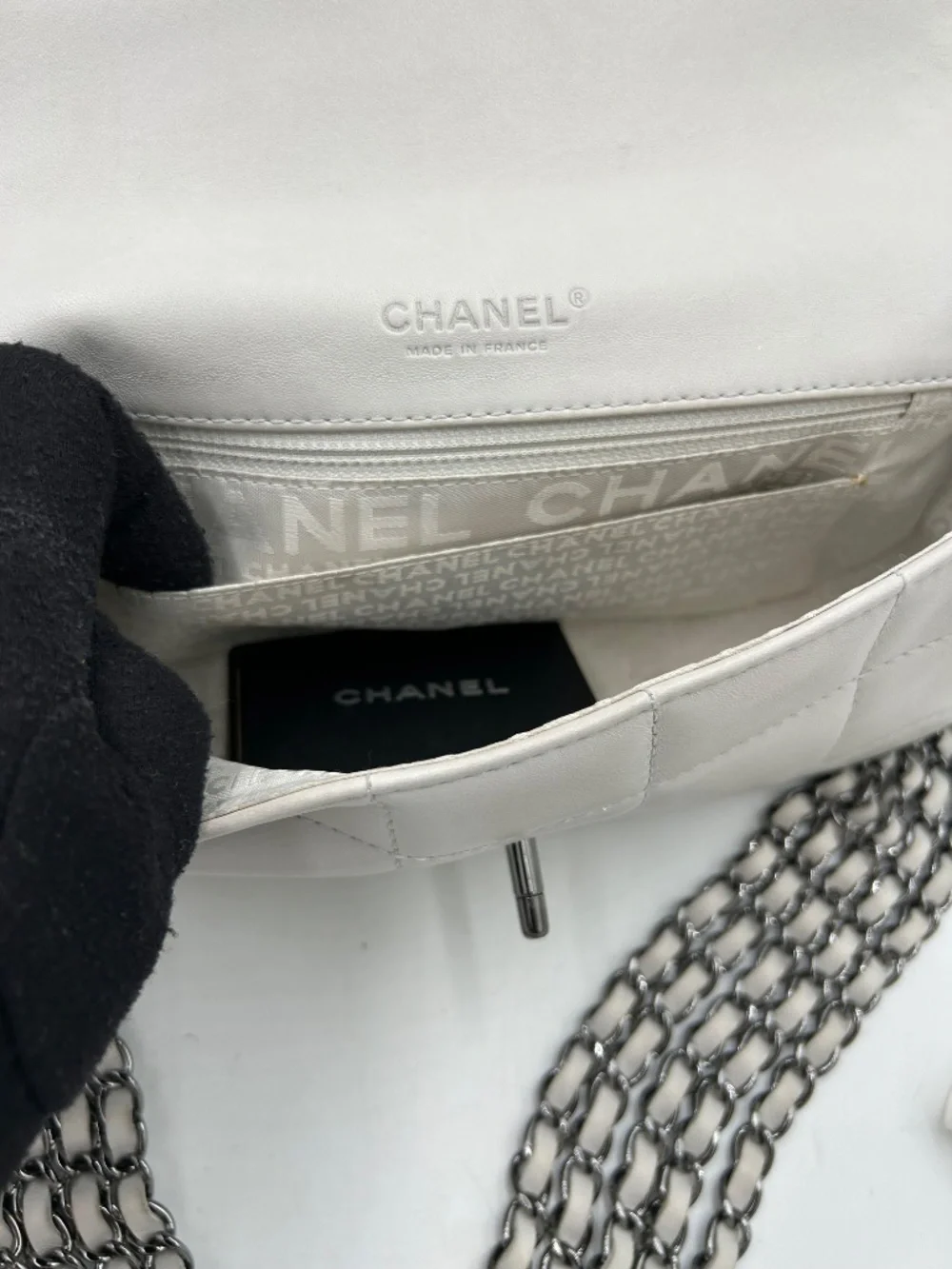 Women’s Chanel Chocolate Bar Multi-Chain Flap Bag. Made in Italy.